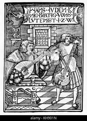 Hans Judenkönig (aussi Judenkunig ou Judenkünig), luthiste allemand (ch. 1450 - 4 mars 1526). publié Wien / Vienne 1523. Banque D'Images