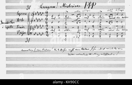 Gustav Mahler, la Résurrection - début du 5ème mouvement de la 2e symphonie, partition de musique avec des notes par le compositeur. GM : compositeur autrichien, 7 juillet 1860 - 18 mai 1911 Banque D'Images