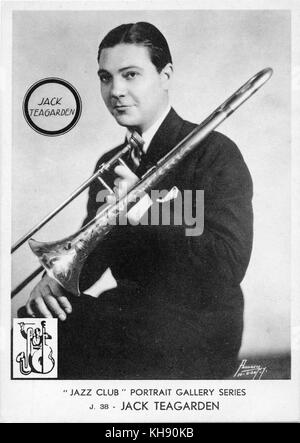 Jack Teagarden - portrait. Weldon Leo 'Jack' Teagarden , tromboniste de jazz américain, chanteur et compositeur : 20 août 1905 - 15 janvier 1964. N° 38 dans le 'Jazz Club' Portrait Gallery series. Banque D'Images