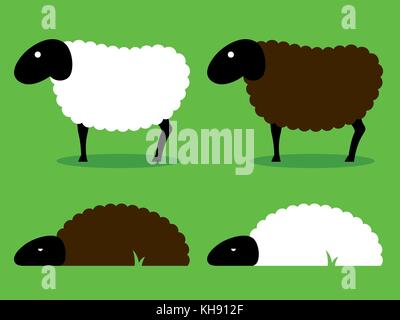 Un mouton noir blanc - vector illustration Illustration de Vecteur