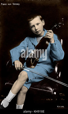 Franz von Vecsey - violoniste Hongrois comme un enfant. Holding violin. 1893-1935. Banque D'Images