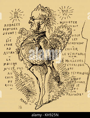 Richard Wagner comme un paon - caricature par Mars. Publié dans série de photos "De Paris à Bayreuth' ('Von Paris nach Bayreuth') dans 'Journal amusant', 9 septembre 1876. RW : compositeur allemand & auteur, 22 mai 1813 - 13 février 1883. Banque D'Images