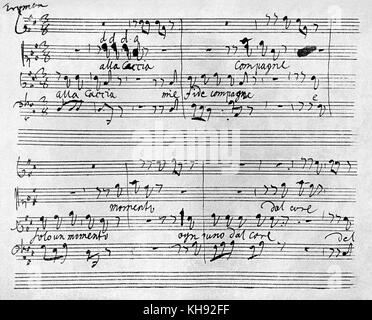 George Frideric Handel - page de score pour le compositeur allemand / anglais Cantate' 'Diana' Cacciatrice HWV 79. GFH : compositeur espagnol-anglais, 23 février 1685 - 14 Avril 1759 Banque D'Images