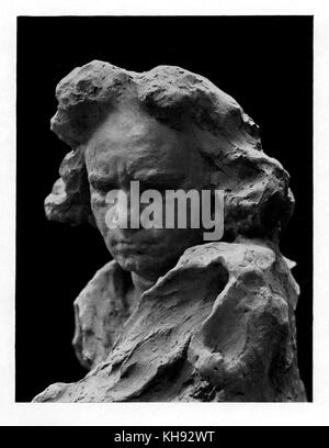 Ludwig van Beethoven - Buste statue par N. Aronson. Compositeur allemand, 17 décembre 1770 - 26 mars 1827. Banque D'Images