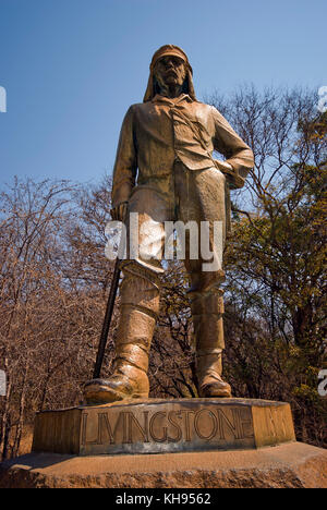 Statue de David Livingstone, Victoria Falls, Zimbabwe Banque D'Images