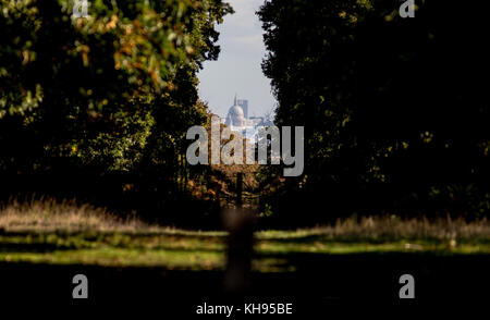 Scènes d'automne du parc Richmond . La Cathédrale St Paul...la St Paul's Vista vue depuis King Henry's mound Crédit : Richmond Park Evening Standard Banque D'Images