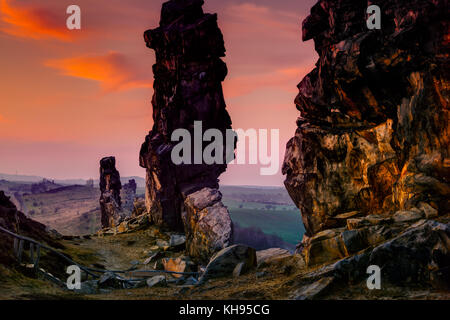 Teufelsmauer bei sonnenuntergang im Thale Banque D'Images