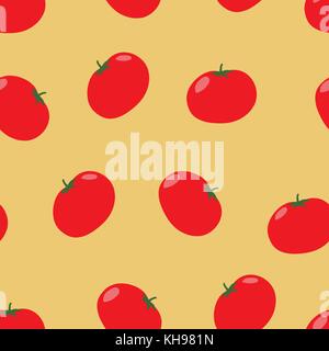 Hand drawn seamless pattern. tomate masque de découpe utilisé. isolé sur fond jaune. Illustration de Vecteur