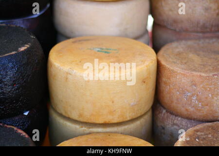 Fromage frais entier beautyful tours de roue de fromage pecorino romano. Banque D'Images