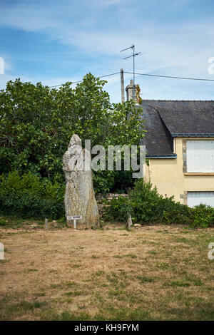 Les pierres debout sur l'Ile aux Moines dans le Golfe du Morbihan Bretagne France. Banque D'Images