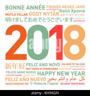 Bonne année carte du monde dans différentes langues Banque D'Images