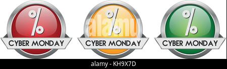 Bouton moderne Cyber Monday vecteur pour l'utilisation créative en design graphique Illustration de Vecteur