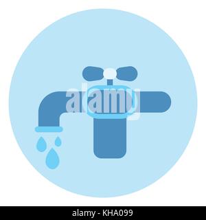 Touchez l'eau robinet icône sur fond bleu Illustration de Vecteur