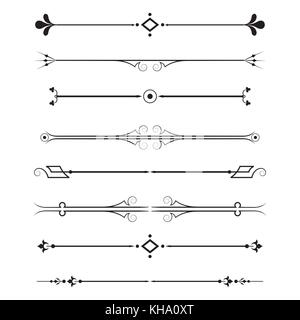 Set de calligraphie des éléments de conception et décoration page, intercalaires isolé sur fond blanc,vector illustration Illustration de Vecteur