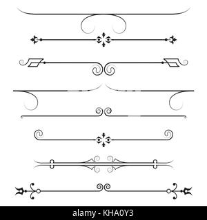 Set de calligraphie des éléments de conception et décoration page, intercalaires isolé sur fond blanc,vector illustration. Illustration de Vecteur