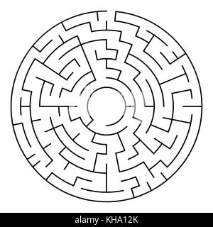 Labyrinthe circulaire noir, isolé sur un fond blanc,vector illustration Illustration de Vecteur