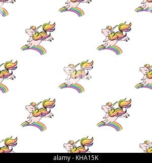 Rainbow unicorn et cheval,corne avec motif transparent Illustration de Vecteur