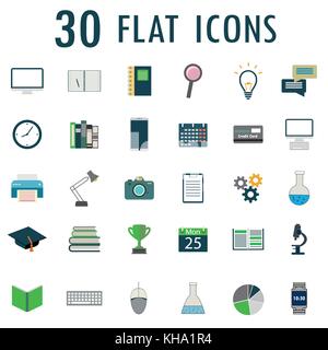 30 télévision web design objets, affaires, bureau et d'articles scientifiques vecteur d'icônes. Illustration de Vecteur