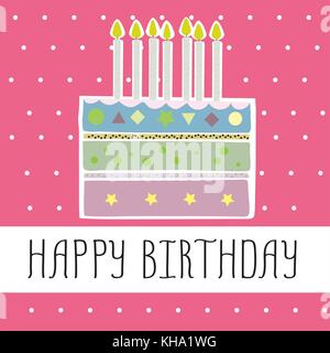 Carte Joyeux anniversaire, doodle vector illustration Illustration de Vecteur