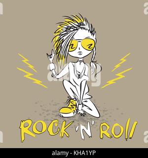 Rock chic fille , vector illustration Illustration de Vecteur