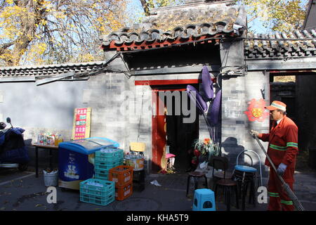 L'entrée typique d'un hutong residence Banque D'Images