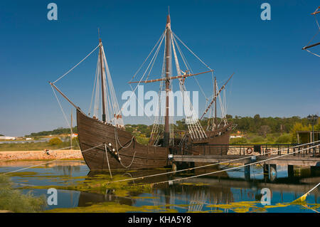 Le quai des caravelles caravel (appelé le pinta), palos de la Frontera, province de Huelva, Andalousie, Espagne, Europe Banque D'Images