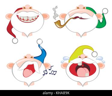 Set of funny smileys santa colorés clauses. eps10 vector illustration Illustration de Vecteur