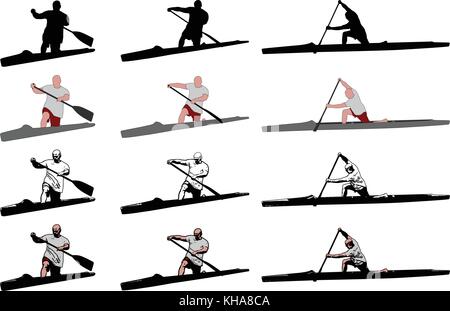 Canoe sprint concurrents - vector Illustration de Vecteur