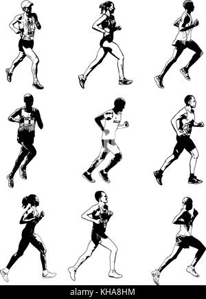 Les coureurs de marathon - vector illustration Illustration de Vecteur