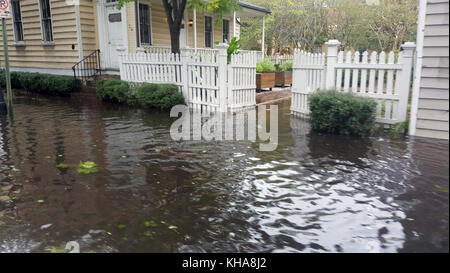 Après que les pluies ont traversé la plage d'Edisto, sur l'île d'Edisto, en Caroline du Sud, la région fait maintenant face aux inondations et aux dommages causés par l'ouragan Matthew le vendredi 8 octobre 2016. La Garde nationale de Caroline du Sud (SCNG), en soutien aux autorités locales et d'État, sont sur le terrain prêts à répondre au besoin. Environ 2,300 soldats et aviateurs de la Garde nationale de Caroline du Sud ont été activés depuis le 4 octobre 2016 pour appuyer les agences de gestion des urgences d'État et de comté et les premiers intervenants locaux après que le gouverneur Nikki Haley a déclaré l'état d'urgence. PHOTO DU DOD par le sergent d'état-major. Erica Knight. Banque D'Images