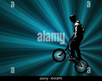 Stunt bmx cycliste sur l'abstract background - vector Illustration de Vecteur