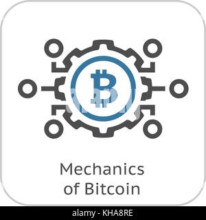 Mécanismes de l'icône de Bitcoin. Illustration de Vecteur