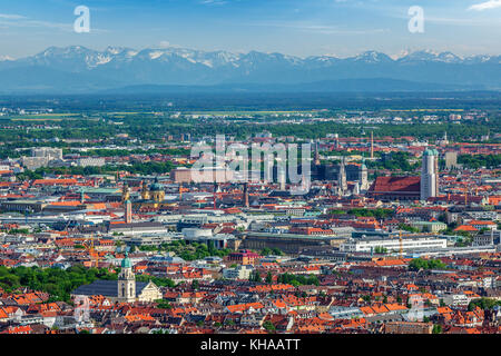 Vue aérienne de Munich, Munich, Bavière, Allemagne Banque D'Images