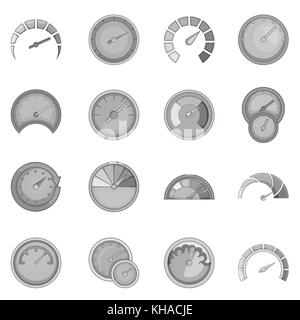 Les icônes de l'indicateur de style monochrome set, Illustration de Vecteur