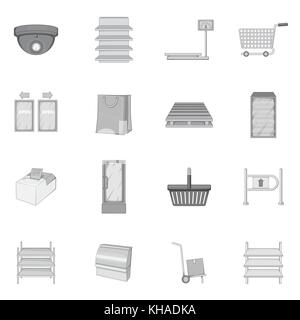 Supermarché icons set, style monochrome Illustration de Vecteur