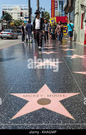 Mickey star sur le walk of fame, michael jackson, double hollywood boulevard, Hollywood, Los Angeles, Californie, USA Banque D'Images