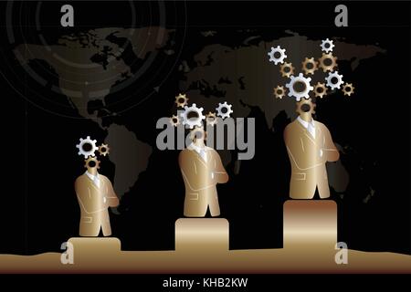 Progrès technologiques et commerciaux / croissance. noir et d'or. y compris d'affaires élégant et des engrenages symbole. Illustration de Vecteur