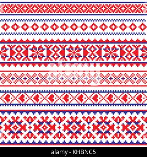 Vecteur de sami, modèle sans couture d'art populaire, de la Laponie et tricot broderie traditionnelle Illustration de Vecteur