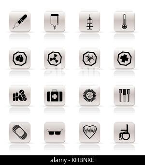 Icônes sur le thème médical simple et signes d'alerte - vector icon set Illustration de Vecteur