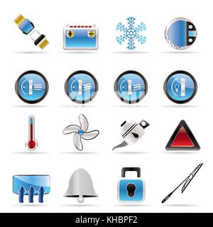 Tableau de bord de voiture réaliste - vector icons set Illustration de Vecteur