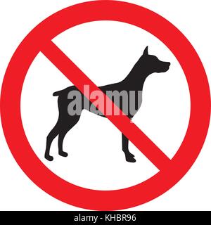 Chiens non admis. chien signe d'interdiction, vector illustration. Illustration de Vecteur