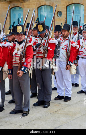 San Sebastian, Espagne - 31 août 2017. Des soldats au cours de la formation à la Tamborrada, Parade du tambour pour commémorer le jour qu'anglo-portugaise tr Banque D'Images