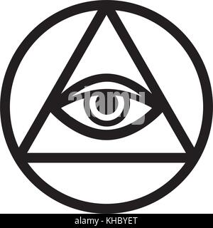 All-Seeing Eye de Dieu (l'Œil de la Providence | Oeil de l'Omniscience | Delta lumineux | Oculus Dei). Symbole mystique de la Franc-maçonnerie et des Illuminati. Illustration de Vecteur