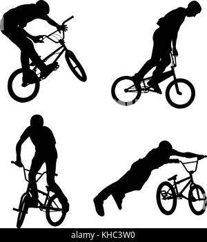 Haute qualité 4 - vector silhouettes cycliste BMX Illustration de Vecteur