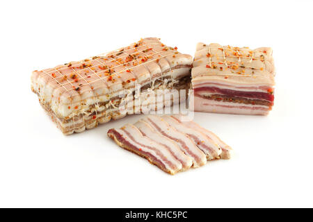 Bacon sur fond blanc Banque D'Images