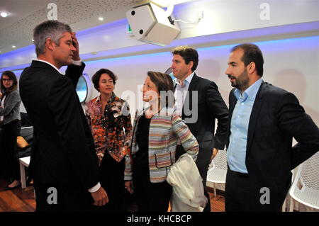 Laurent Wauquiez présente ses collègues candidats aux élections régionales, Lyon, France Banque D'Images