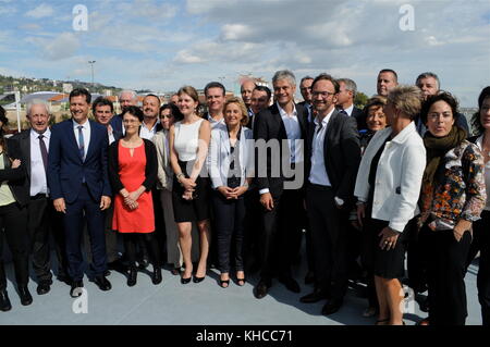 Laurent Wauquiez présente ses collègues candidats aux élections régionales, Lyon, France Banque D'Images