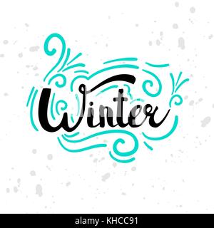 Texte d'hiver noël. carte de souhaits avec la calligraphie au pinceau et à la main, les illustrations vectorielles de saison. impression de vie citations l'inspiration Illustration de Vecteur