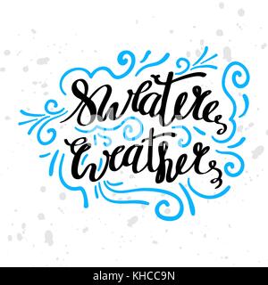 Saison Hiver citations de motivation. texte carte de vœux de Noël avec la calligraphie au pinceau et à la main d'illustrations, vecteur de vie saison d'impression. Illustration de Vecteur