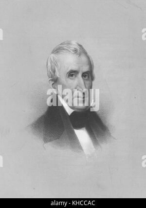 Portrait gravé de William Henry Harrison, neuvième président des États-Unis et celui qui servira le plus court terme, 1900. De la bibliothèque publique de New York. Banque D'Images